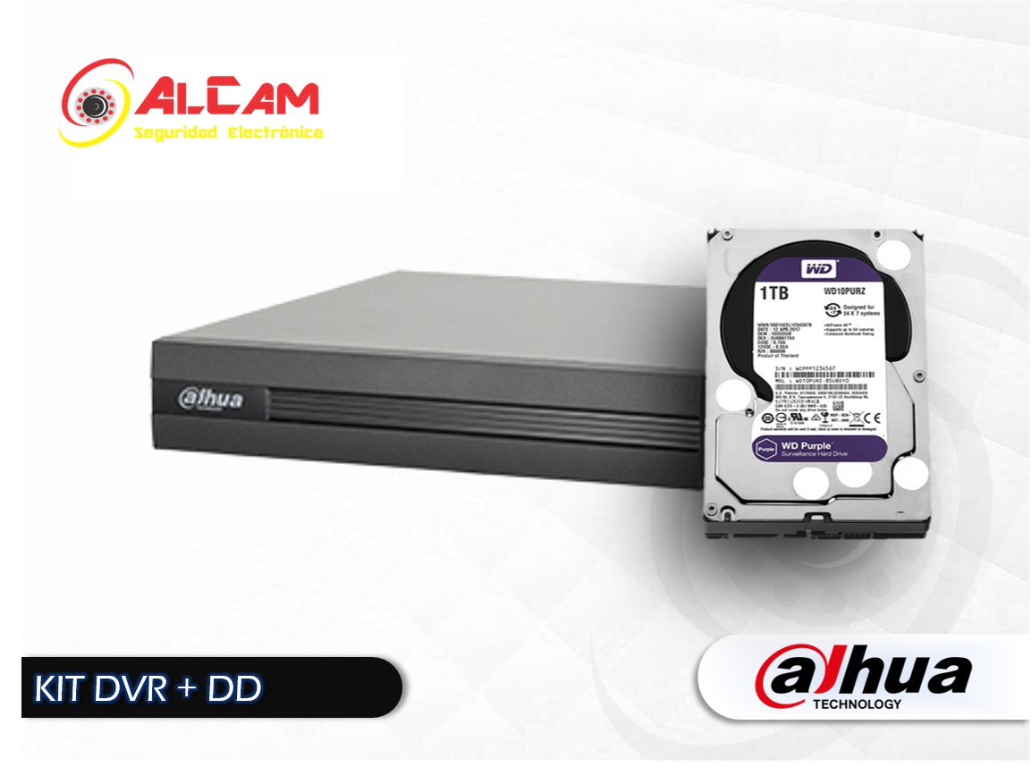 Kit Videovigilancia completo con Videograbado 4ch + 2 cámaras 1080p + Disco  duro 1TB